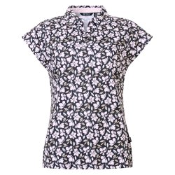 Abacus Victoria Drycool Cupsleeve Dame Polo - Sort med blomsterprint