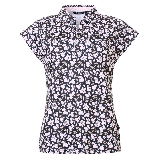 Abacus Victoria Drycool Cupsleeve Dame Polo - Sort med blomsterprint