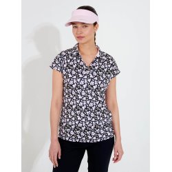 Abacus Victoria Drycool Cupsleeve Dame Polo - Sort med blomsterprint