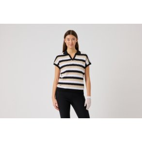 Daily Sports Zig-Zag CapS Bluse - Sort,Hvid,Beige