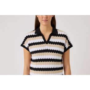 Daily Sports Zig-Zag CapS Bluse - Sort,Hvid,Beige