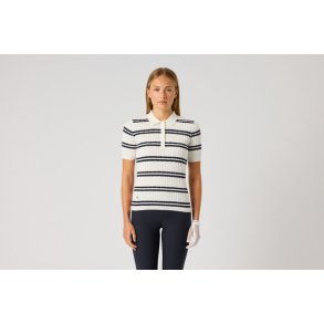 Daily Stripe Madelene Dame Polo Shirt - R�hvid
