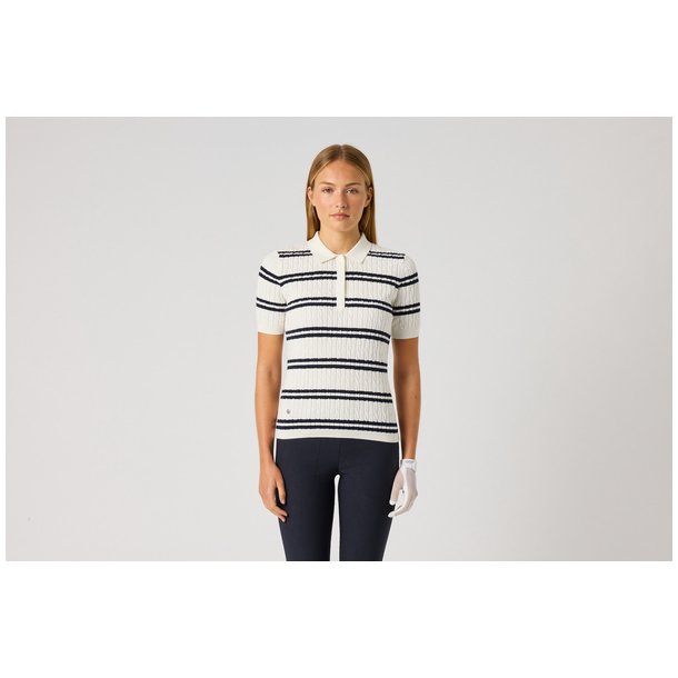 Daily Stripe Madelene Dame Polo Shirt - R�hvid