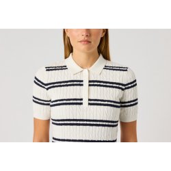 Daily Stripe Madelene Dame Polo Shirt - R�hvid