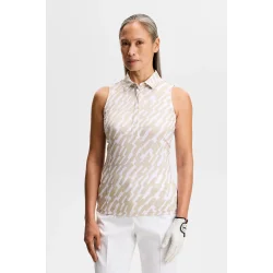 J.Lindeberg Dena Print Sleeveless Dame Polo - Oak Island Fossil