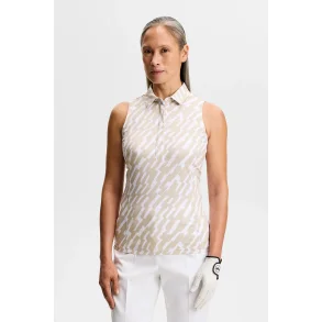 J.Lindeberg Dena Print Sleeveless Dame Polo - Oak Island Fossil