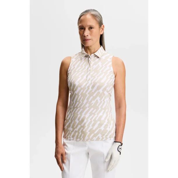 J.Lindeberg Dena Print Sleeveless Dame Polo - Oak Island Fossil