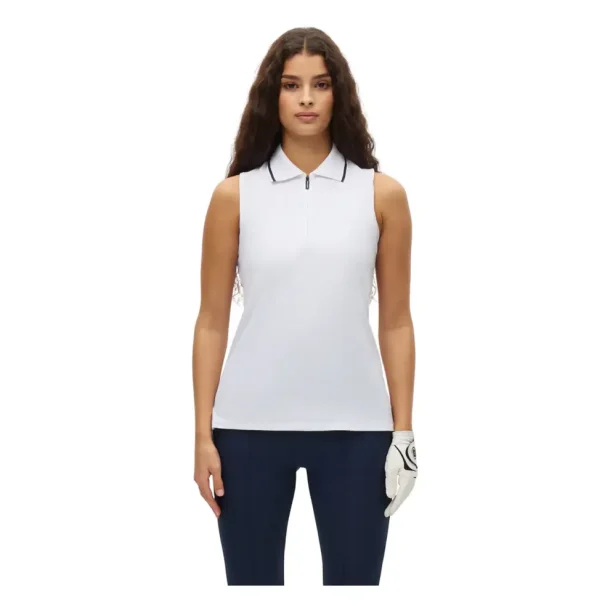 R�hnish Rib Sleeveless Dame Poloshirt - Hvid