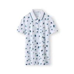 R�hnisch Deni Dame Poloshirt - Hvid med blomsterprint