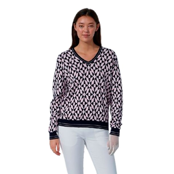 Daily Sports Jacquard Sweater - Lyserd/Navy