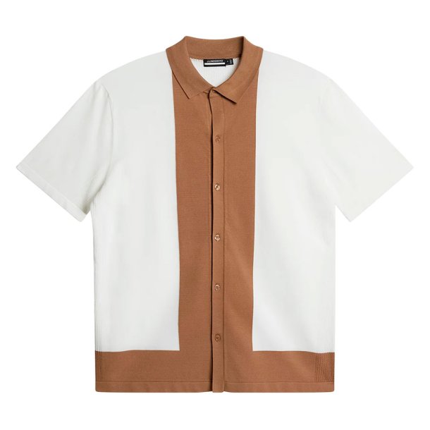 J. Lindeberg Rue Strikket Herre Polo - Hvid/Brun