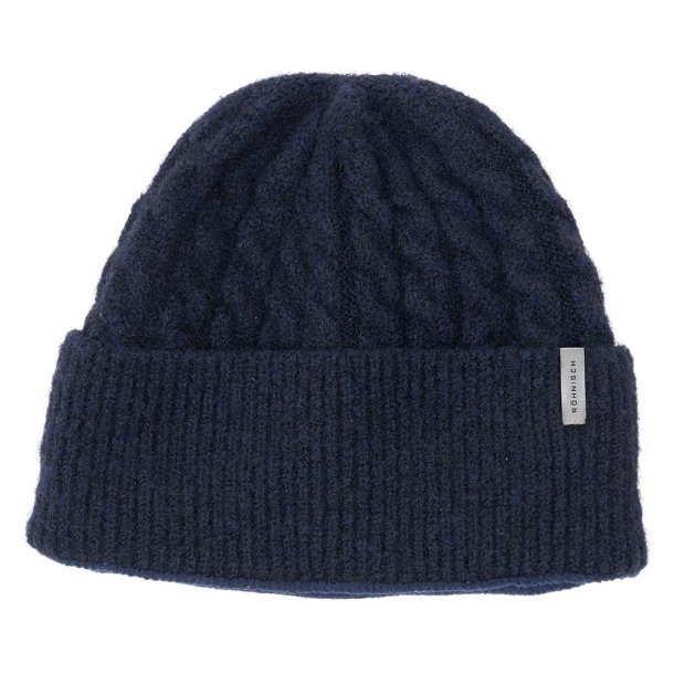 Rhnisch Kabelstrikket Hue - Navy